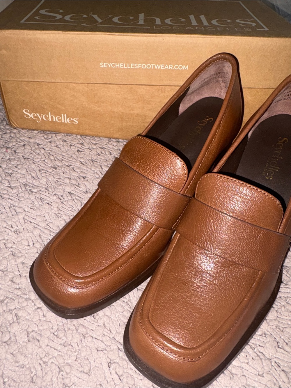 Leather Loafer with Block Heel